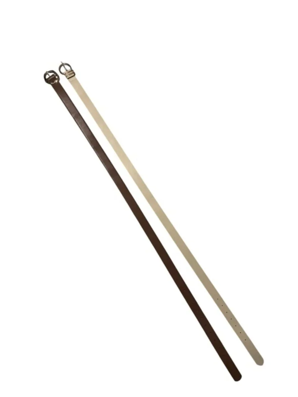 🤎 NWOT Bundle of 2 Women’s Classic Neutral Brown Cream Gold Minimalist Belts L